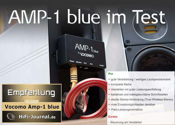 VOCOMO - Bluetooth HiFi-Verstärker & Freisprecheinrichtungen für BMW, VW,  Mini, Ford, Opel nachrüsten - AMP-1 blue - Bluetooth TWS Verstärker (Paar)